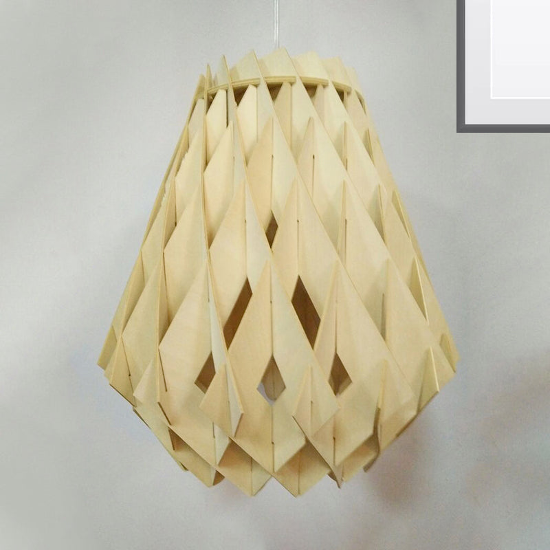 Modernist Wood Jar Ceiling Lamp - 1 Bulb Beige Hanging Pendant Light For Tearoom