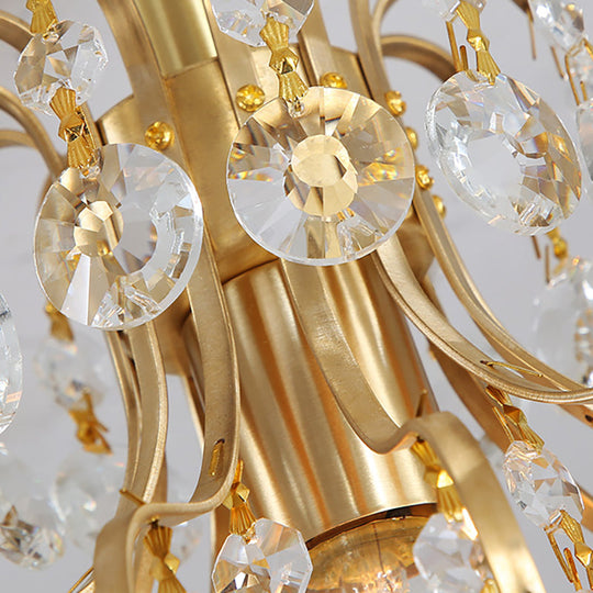 Contemporary Semi Flush Ceiling Light - Brass Finish Geometric Design with Metal and Crystal Accents