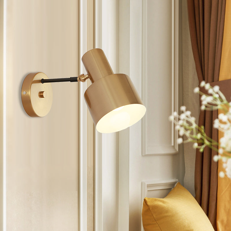 Modern Gold Iron Wall Sconce Light With Adjustable Arm - Round Bulb Design