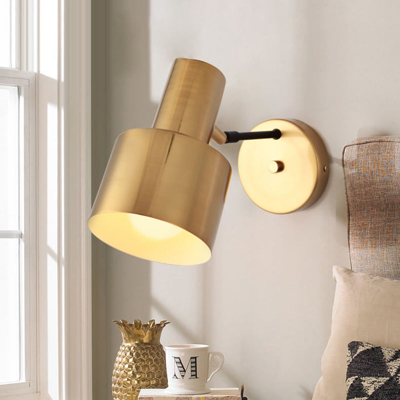 Modern Gold Iron Wall Sconce Light With Adjustable Arm - Round Bulb Design