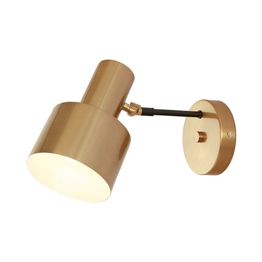 Modern Gold Iron Wall Sconce Light With Adjustable Arm - Round Bulb Design