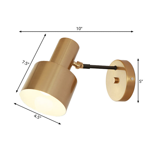 Modern Gold Iron Wall Sconce Light With Adjustable Arm - Round Bulb Design