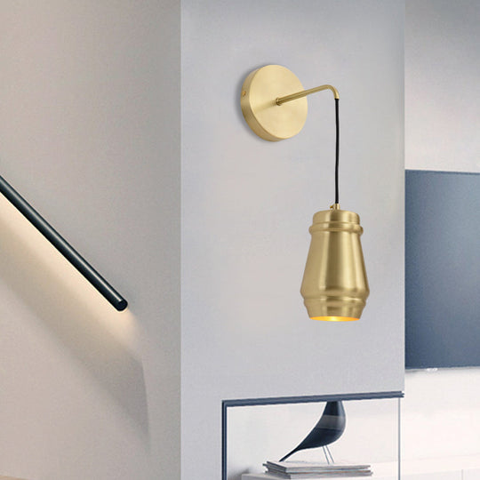 Minimalist Brass Wall Mount Lamp With Gold Finish - 1 Light Sconce