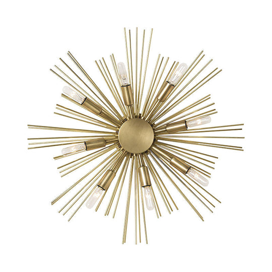 Contemporary Metal Wall Sconce - Sputnik 8-Head Gold Finish Light Fixture