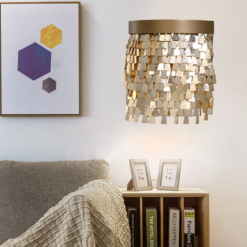 2-Light Modern Gold Sequin Flake Wall Lamp - Aluminum Flush Mount Light