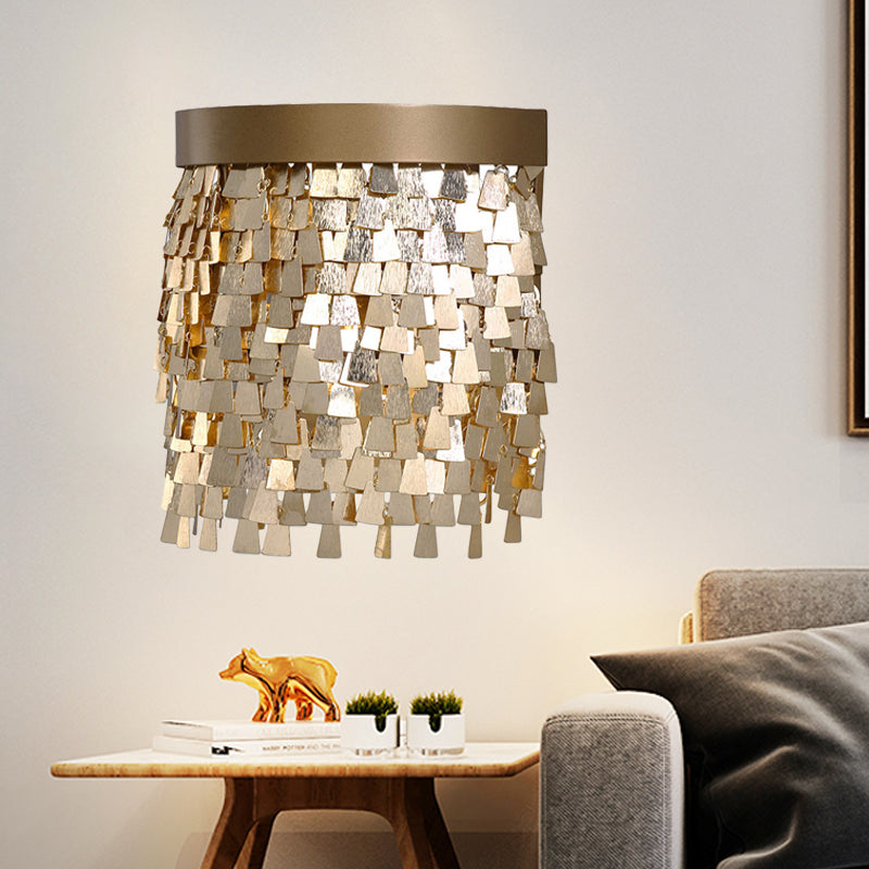 2-Light Modern Gold Sequin Flake Wall Lamp - Aluminum Flush Mount Light