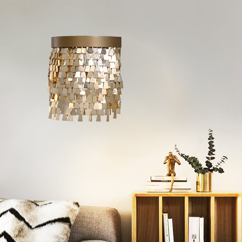 2-Light Modern Gold Sequin Flake Wall Lamp - Aluminum Flush Mount Light