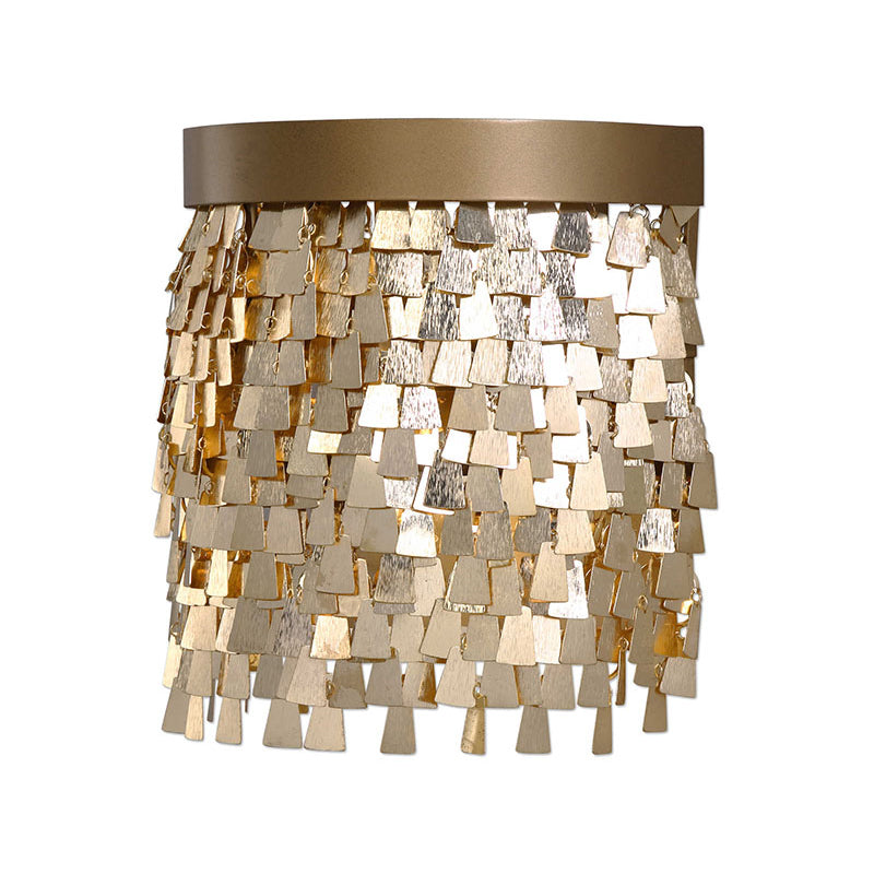 2-Light Modern Gold Sequin Flake Wall Lamp - Aluminum Flush Mount Light