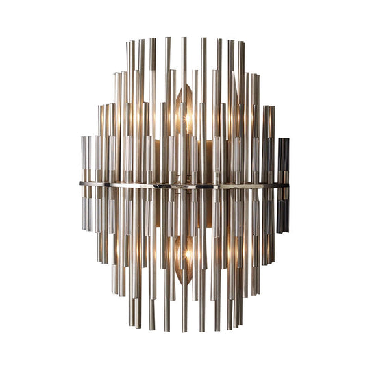 Retro Metallic Tubular Wall Mounted Lamp - Chrome/Black 1-Light Sconce Lighting