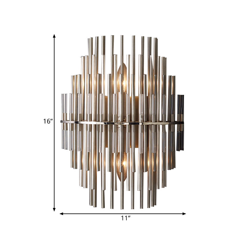 Retro Metallic Tubular Wall Mounted Lamp - Chrome/Black 1-Light Sconce Lighting