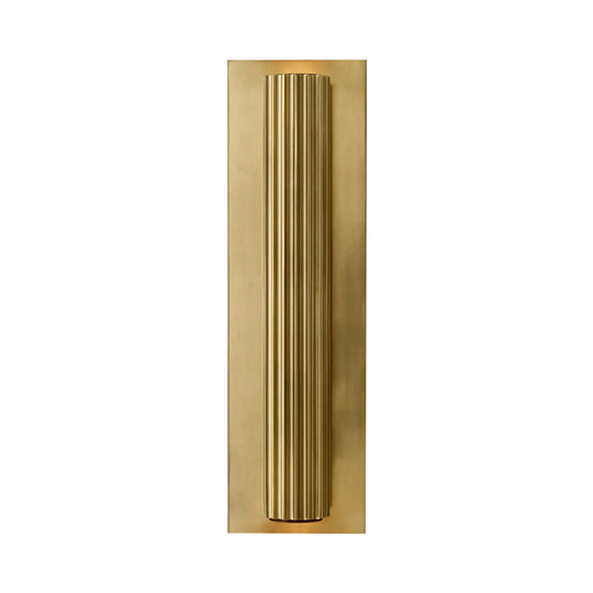 Contemporary Ribbed Wall Sconce With 2 Metallic Gold/Black Tubular Heads