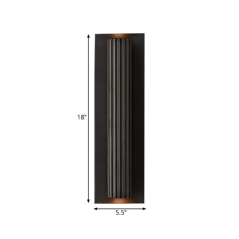 Contemporary Ribbed Wall Sconce With 2 Metallic Gold/Black Tubular Heads