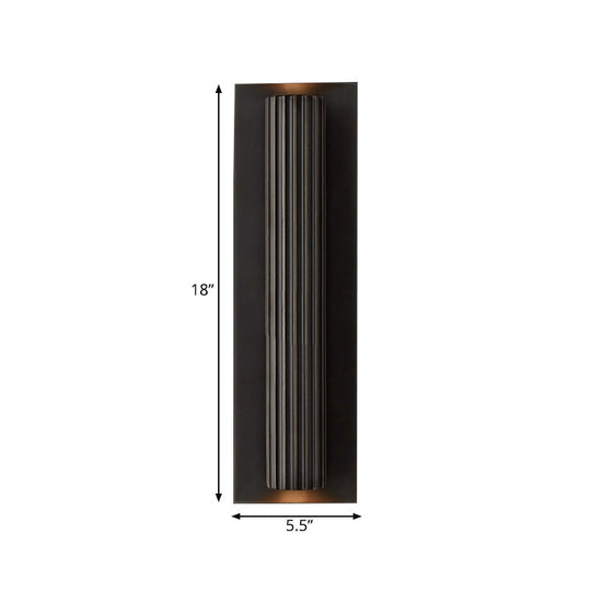 Contemporary Ribbed Wall Sconce With 2 Metallic Gold/Black Tubular Heads