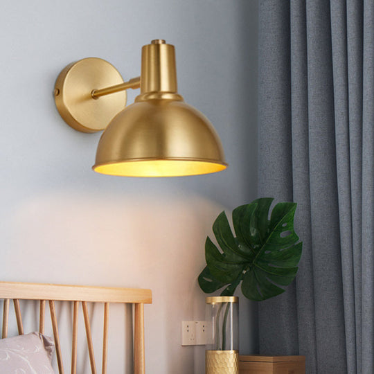 Minimalist Dome/Cone Brass Wall Mount Reading Lamp - Single Golden Sconce Light Fixture