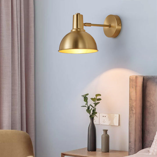 Minimalist Dome/Cone Brass Wall Mount Reading Lamp - Single Golden Sconce Light Fixture