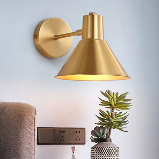 Minimalist Dome/Cone Brass Wall Mount Reading Lamp - Single Golden Sconce Light Fixture Gold /