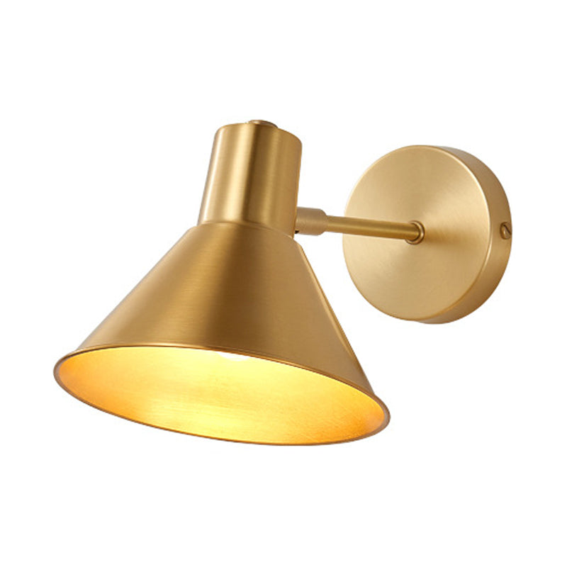 Minimalist Dome/Cone Brass Wall Mount Reading Lamp - Single Golden Sconce Light Fixture