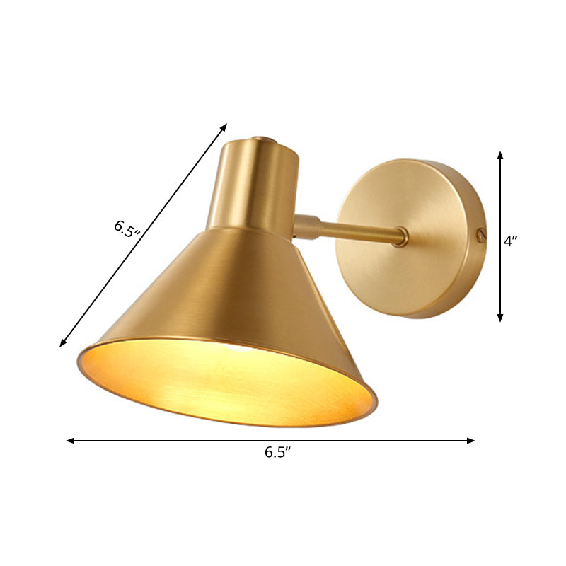 Minimalist Dome/Cone Brass Wall Mount Reading Lamp - Single Golden Sconce Light Fixture