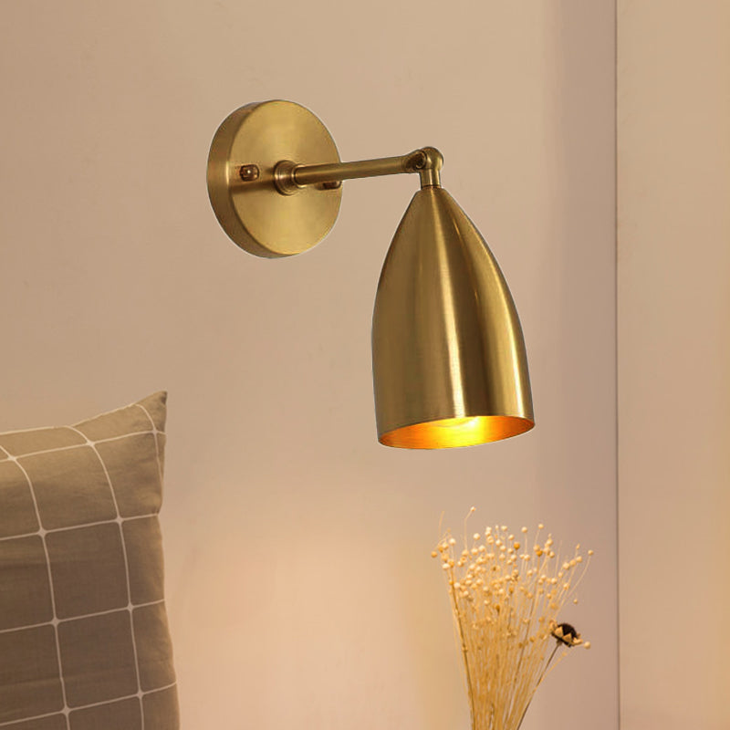 7.5/12 W Brass Wall Sconce - Modern Tapered/Drum/Oval Design Gold Finish / 4