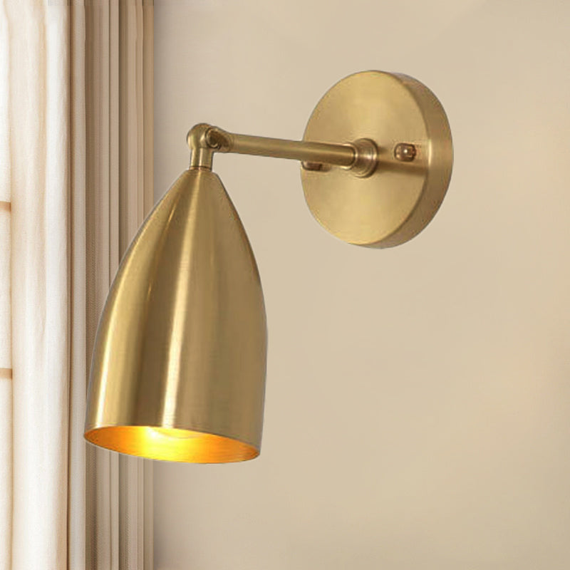 7.5/12 W Brass Wall Sconce - Modern Tapered/Drum/Oval Design Gold Finish