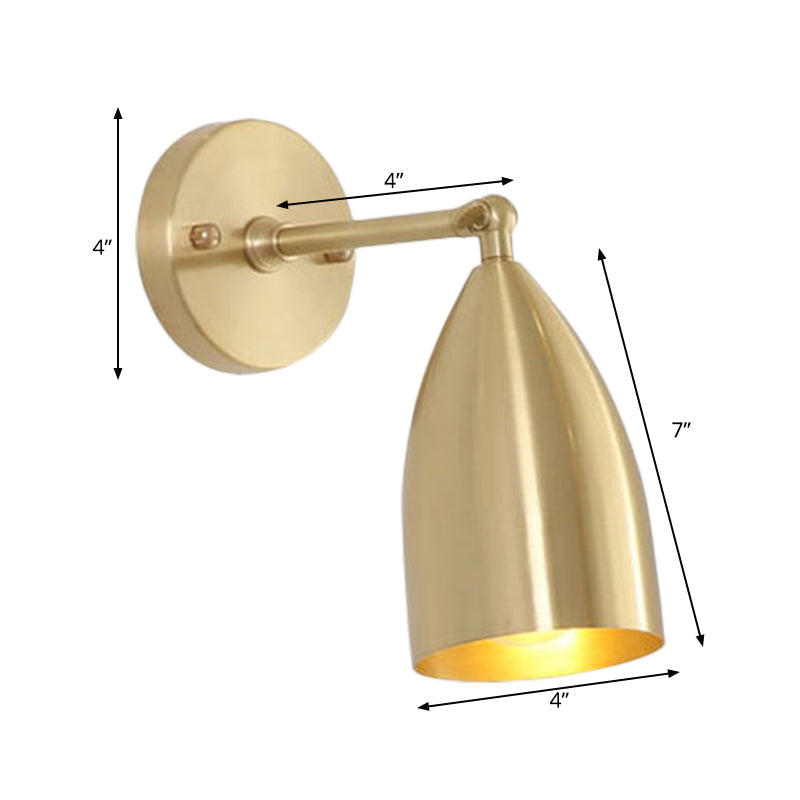 7.5/12 W Brass Wall Sconce - Modern Tapered/Drum/Oval Design Gold Finish