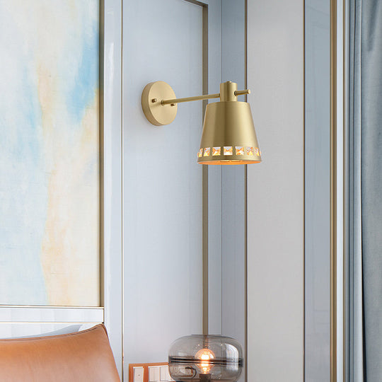 7.5/12 W Brass Wall Sconce - Modern Tapered/Drum/Oval Design Gold Finish