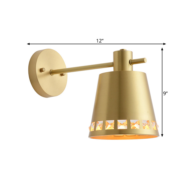 7.5/12 W Brass Wall Sconce - Modern Tapered/Drum/Oval Design Gold Finish