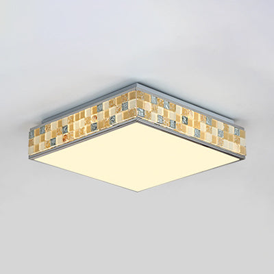 18"/35.5" Retro Style Mosaic Glass Cube Ceiling Light with 1 Bulb - Beige Finish