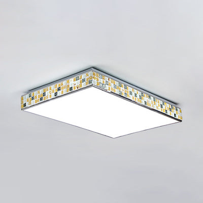 18"/35.5" Retro Style Mosaic Glass Cube Ceiling Light with 1 Bulb - Beige Finish