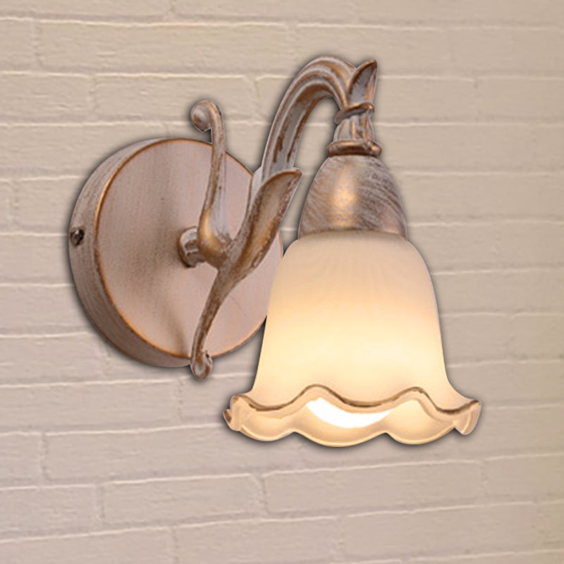 Traditional Style Wall Mounted Light With Petal Shade - Copper/White 1 / White