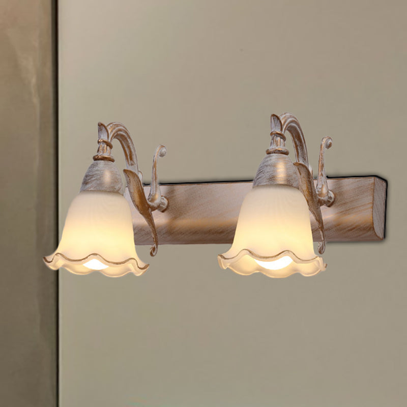 Traditional Style Wall Mounted Light With Petal Shade - Copper/White 2 / White