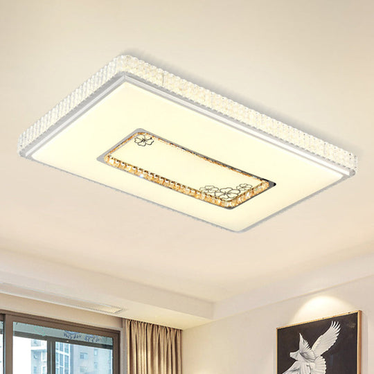 White LED Crystal Block Ceiling Lamp with Remote Control Dimming - Simple & Elegant