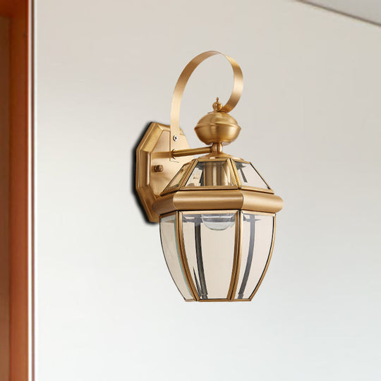 Brass Metal Wall Sconce For Dining Room - Traditional Urn Design 1 Bulb Mounted Light Fixture