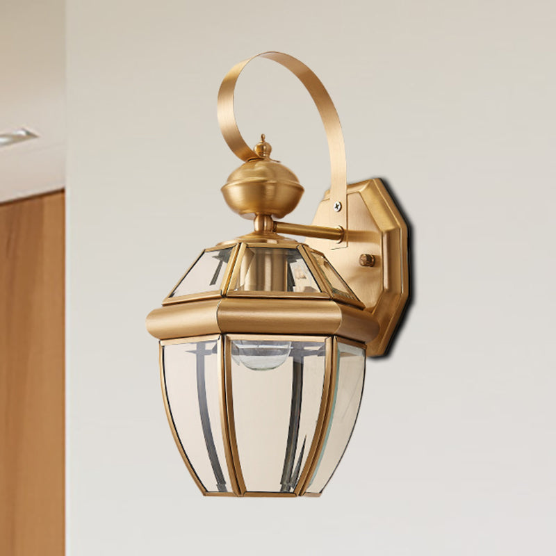 Brass Metal Wall Sconce For Dining Room - Traditional Urn Design 1 Bulb Mounted Light Fixture