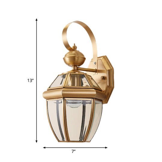 Brass Metal Wall Sconce For Dining Room - Traditional Urn Design 1 Bulb Mounted Light Fixture