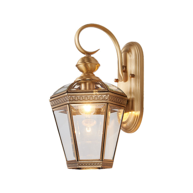 6/7.5 Tapered Sconce Light Traditionary Brass Wall Lamp For Living Room