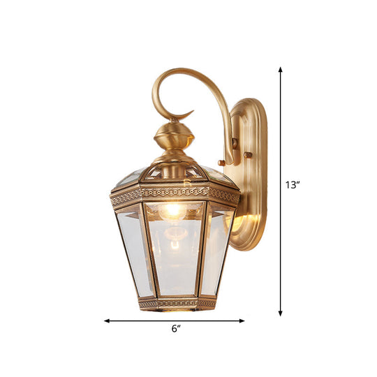 6/7.5 Tapered Sconce Light Traditionary Brass Wall Lamp For Living Room