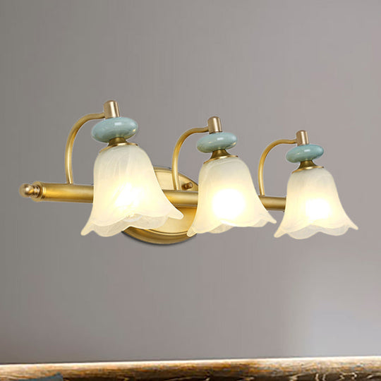 Modern Brass Vanity Light With Milk Glass Shades - Wall Mounted Lamp 2/3 Heads 3 /