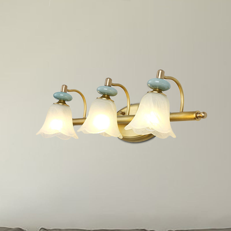 Modern Brass Vanity Light With Milk Glass Shades - Wall Mounted Lamp 2/3 Heads