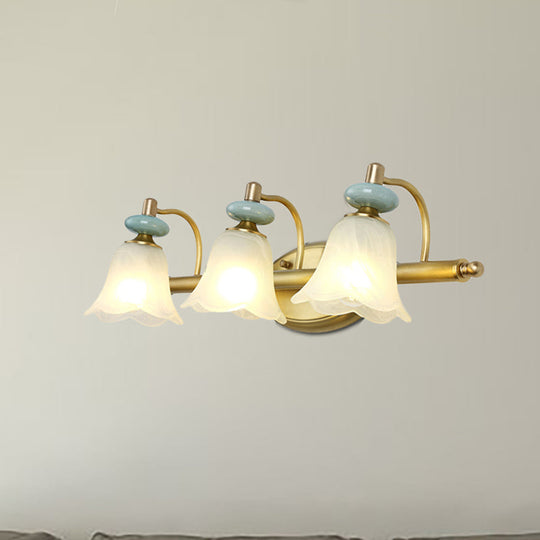 Modern Brass Vanity Light With Milk Glass Shades - Wall Mounted Lamp 2/3 Heads