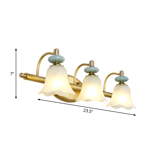 Modern Brass Vanity Light With Milk Glass Shades - Wall Mounted Lamp 2/3 Heads