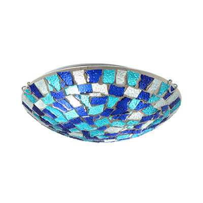 Tiffany Style Stained Glass Round Ceiling Light Fixture - 12/16 Diameter Flush Mount With Shell