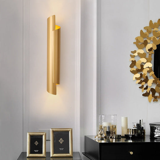 Modern Scrolled Wall Lamp - Black/White/Gold 2-Light Sconce 16/21.5/29.5 Wide Gold / 16