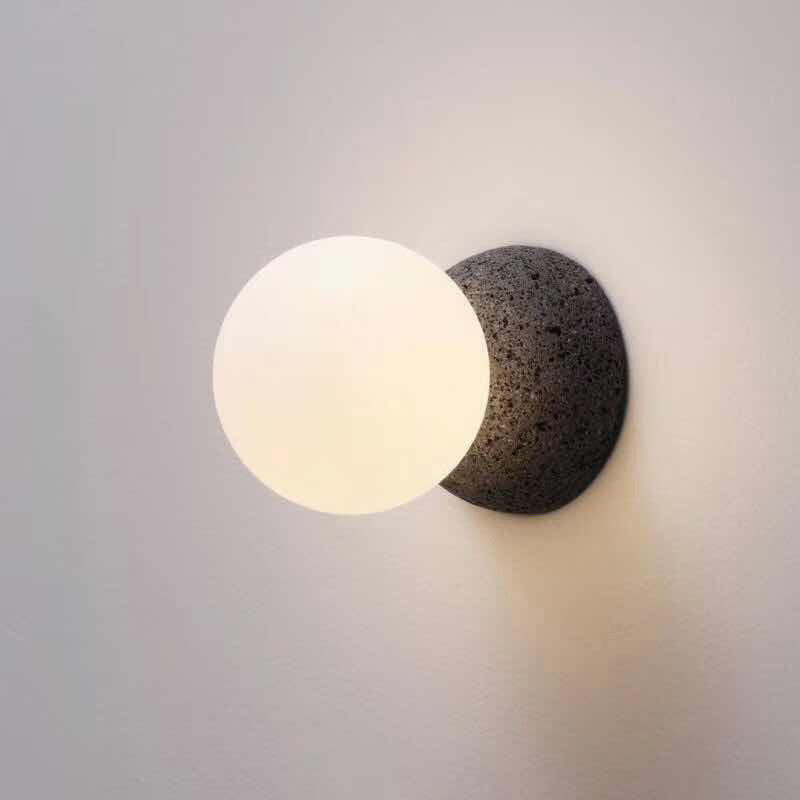 Modern Matte White Glass Mini Globe Sconce Lamp With 1 Bulb Wall Mount For Living Room In Black