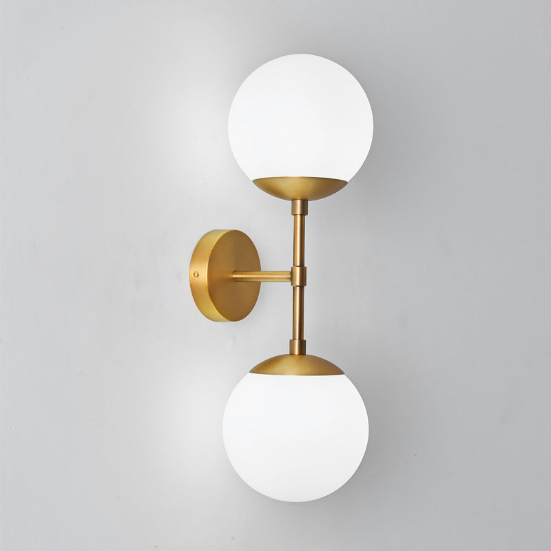 Minimalist Milky Glass 2-Light Wall Sconce - Brass Finish