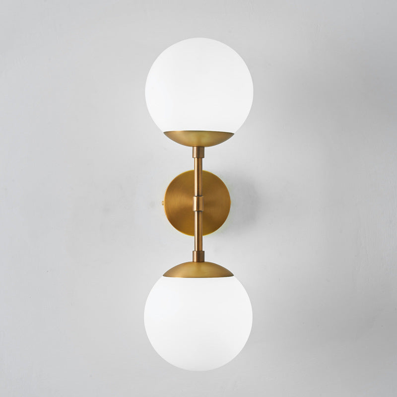 Minimalist Milky Glass 2-Light Wall Sconce - Brass Finish