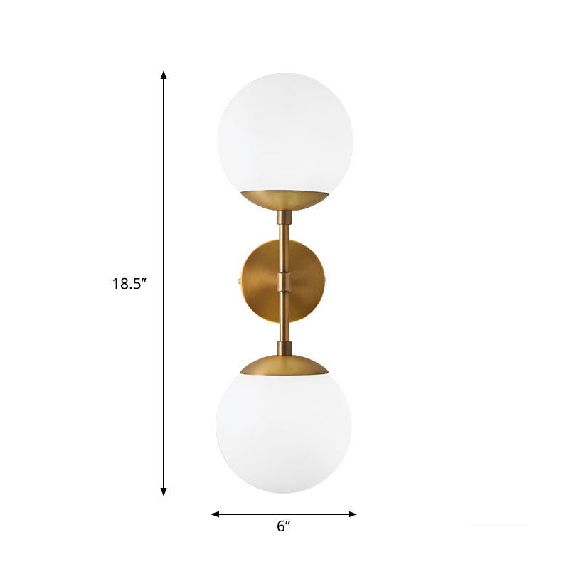 Minimalist Milky Glass 2-Light Wall Sconce - Brass Finish