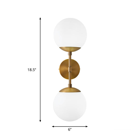 Minimalist Milky Glass 2-Light Wall Sconce - Brass Finish