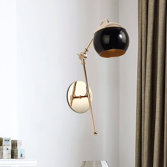 Contemporary Glass Wall Sconce With Brass Finish Arm - 1 Bulb Bedroom Light