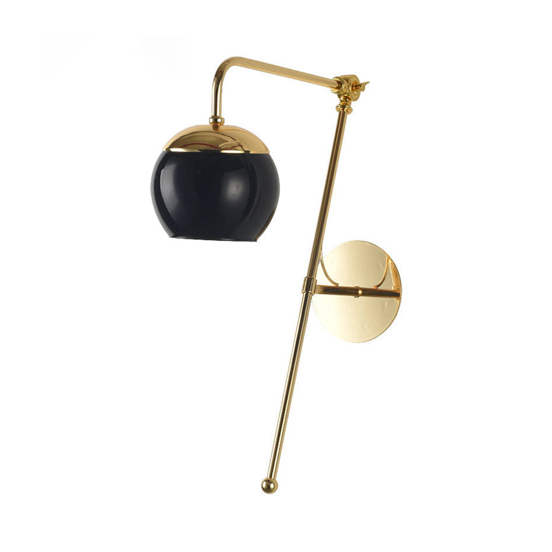 Contemporary Glass Wall Sconce With Brass Finish Arm - 1 Bulb Bedroom Light